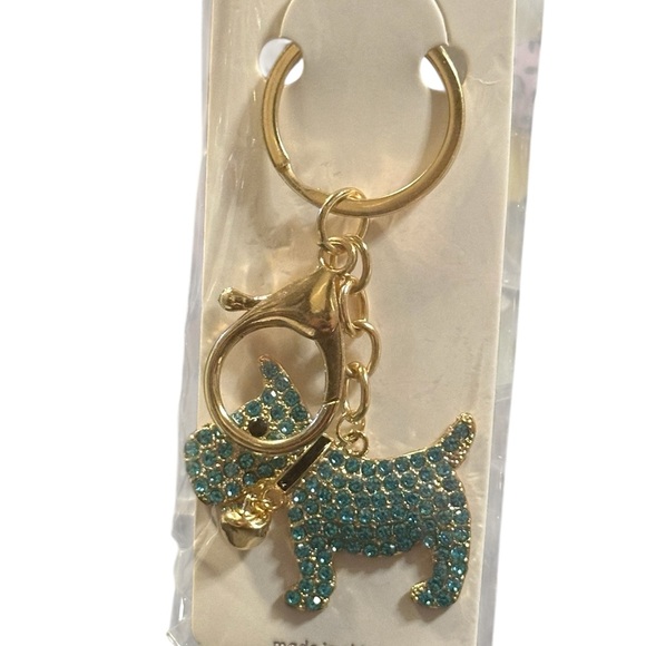 Mint Gold and Teal Dog Keychain - Picture 3 of 7